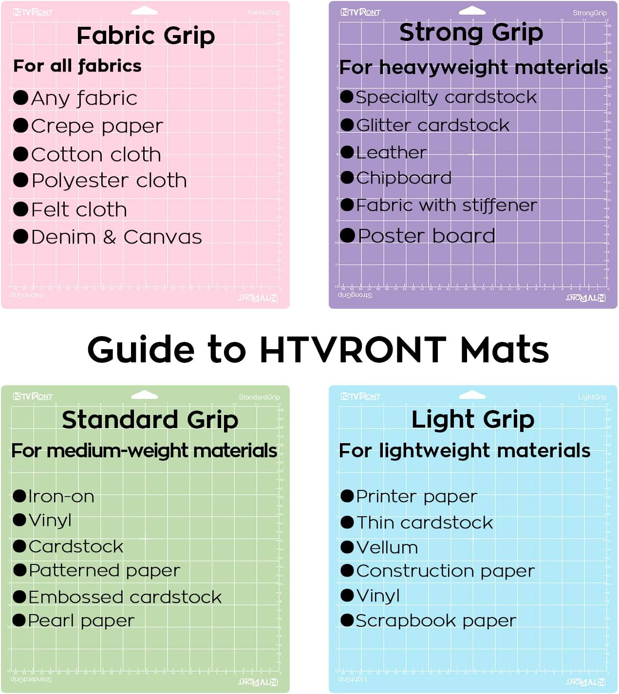 HTVRONT Standard Grip Cutting Mat, 6 Pack Cutting Mat 12x12 Compatible with Cricut Maker 3/Maker 4/Maker/Explore 3/4/5/Air 2/One, Standard Adhesive Sticky Quilting Cutting Mats Replacement Accessories
