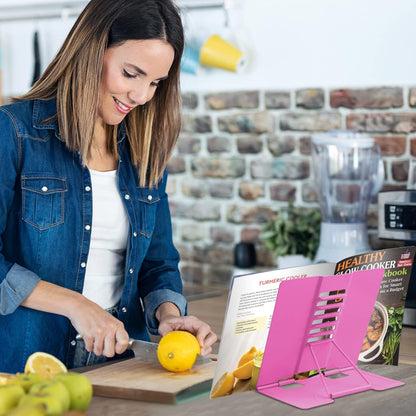 Honagu Book Stand Metal Desk Book Holder, Book Holders for Reading Hands Free, Adjustable Cookbook Documents Holder, Portable Bookstand for Music Books, Textbook, Recipe, Tablet, Ipad (Black)