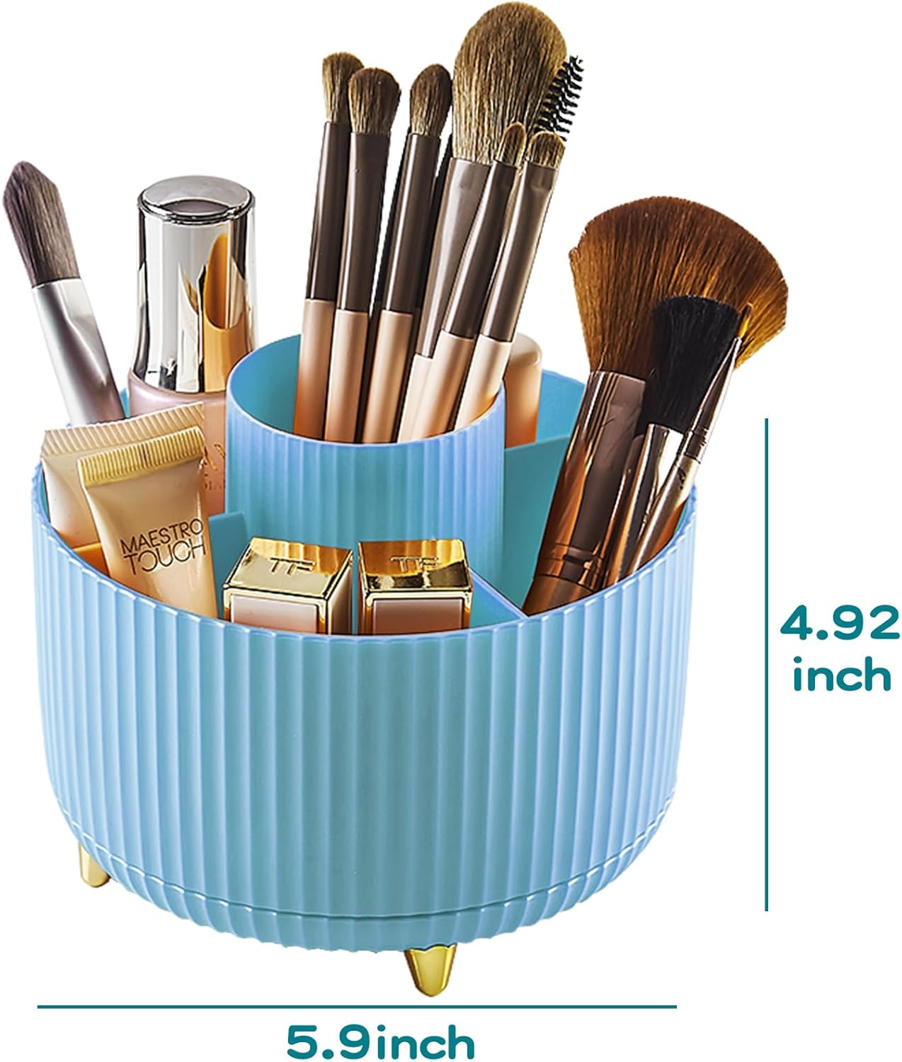 fanado 360° Rotate Makeup Brush Holder Organizer, Makeup Organizers Countertop, Makeup organization and Skincare Storage for Vanity, Desktop, Bathroom (White)