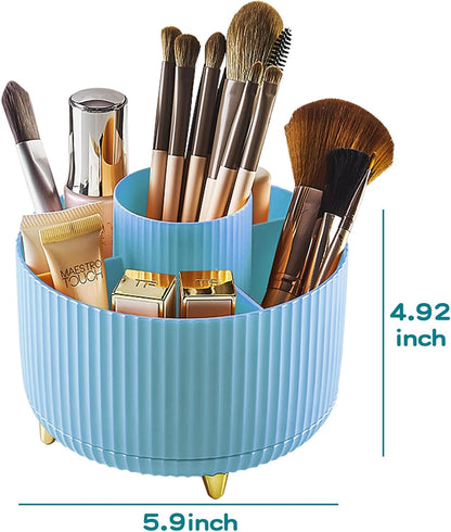 fanado 360° Rotate Makeup Brush Holder Organizer, Makeup Organizers Countertop, Makeup organization and Skincare Storage for Vanity, Desktop, Bathroom (White)