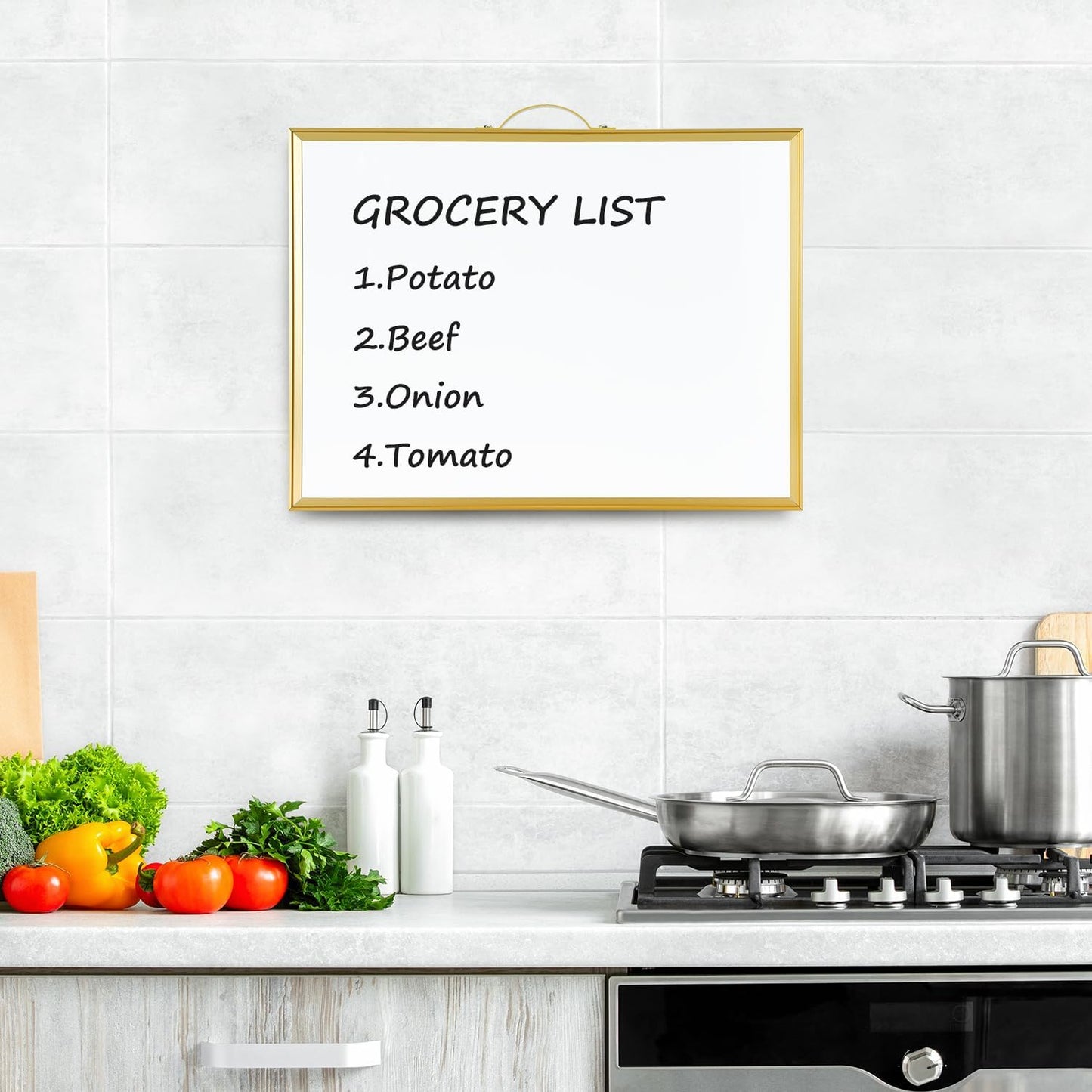 TSJ OFFICE Small Whiteboard Cork-Board - 16" X 12" Portable Aluminum Black Framed Magnetic Dry Erase Board, Small Bulletin Cork Board with Holder for Office, Home and School