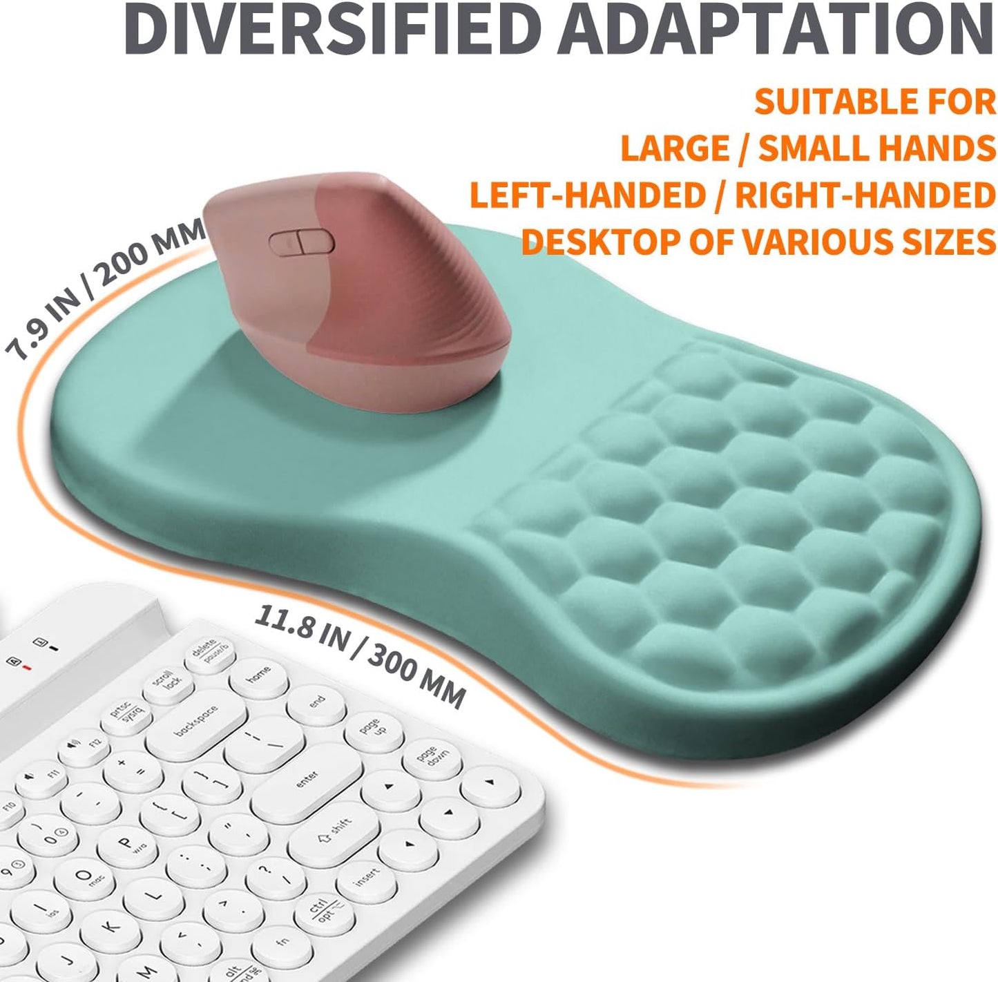 Ergonomic Joint Wrist Support Mouse Pad with Memory Foam Cushion Massage Bump, Carpal Tunnel Pain Relief Mousepad Slope Design for Wrist Rest, 11.8x7.9 in, Black