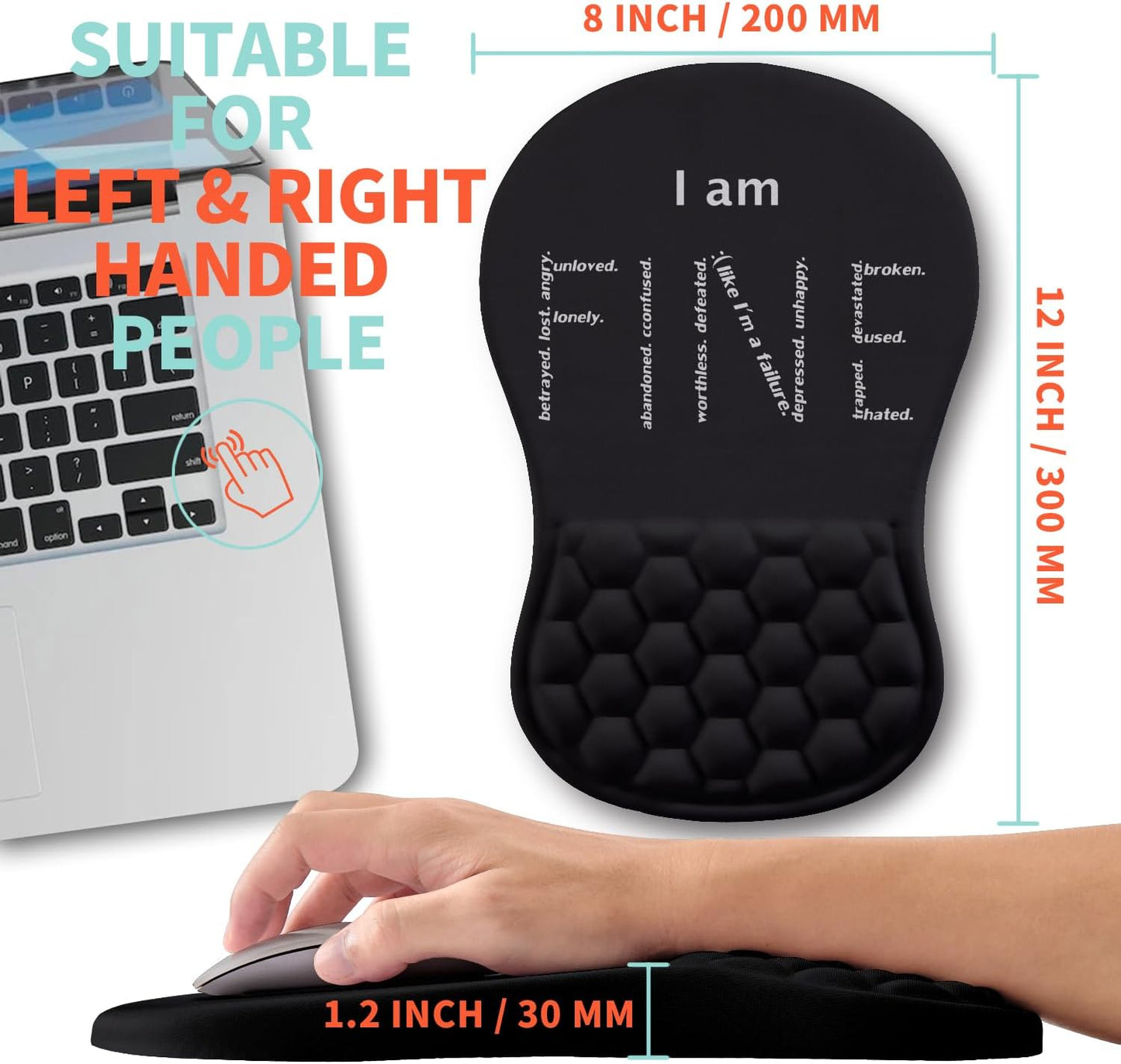 Ergonomic Mouse Pad Wrist Support with Memory Foam Massage Bulge, Carpal Tunnel Pain Relief Mousepad Wrist Rest for Mouse(12x8 inch, Silver Gray Light Purple)
