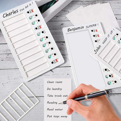 3 Pieces to Do List Checklist Boards, Plastic Memo Boards, Detachable Message Boards Checklist Slider, Schedule Planning Boards with 3 Acrylic Adhesive and 10 Cardstock for Check Items Accessories