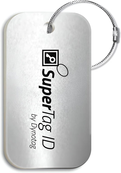 Dynotag® Sentry Series Solid Metal Web Enabled Smart Luggage Tag ID + Steel Loop, Anodized Aluminum with DynoIQ™ & Lifetime Recovery Service (Sapphire Blue)