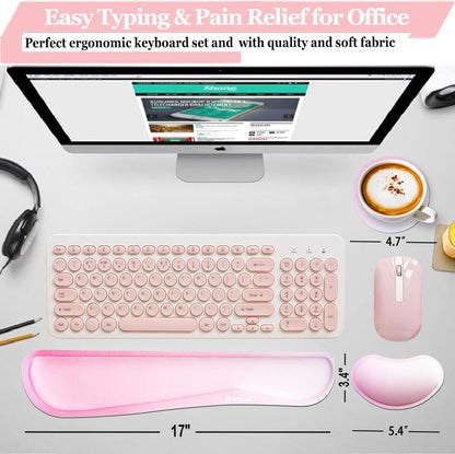 Keyboard Wrist Rest, BamLue Memory Foam Pad Set for Easy Typing & Pain Relief for Laptop, Office & Home, Ergonomic Sets for Keyboard, Gel Mouse Wrist Rest, Smooth Fiber Cushion Wrist Support-Black