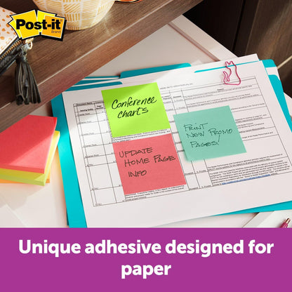 Post-it Note and Flag Dispenser, Sticky Note Holder, Black Base with Clear Top, Includes 1 Sticky Note Pad and 2 Pads of Flags, Classroom or Office Supplies