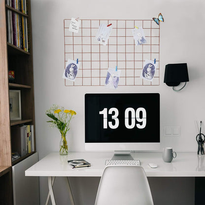 2 Pack Large Wall Grid Panels with Light and Clips, Photo Display Board, Picture Frame Collage Board, Wire Grid Wall Panel Room Decoration,Black