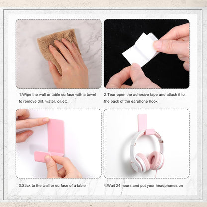 Weewooday 4 Pieces Headphone Hanger Holder Desk Adhesive Headphone Hook Wall Mount Headset Stand Acrylic Holder with Glues for General Purpose Game Earphone(White)
