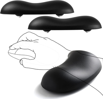 JIKIOU Ergonomic Gliding Palm Rests, Gel Mouse Wrist with Leather Surface, Sliding Wrist Pad with 4 Smooth Scroll Wheel, Fast Mouse Wrist Glider Designed for Office Computer Home Gaming, 2 Pack Black