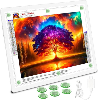 TOHETO Rechargeable A4 Light Board with Stand, Super Bright Magnetic Light Pad with Side Buttons, Wireless Light Box for Tracing and Drawing, Cordless LED Light Table for Diamond Painting, Sketching