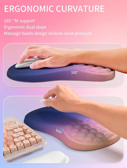 Hokafenle 2in1 Combination, Wave Keyboard Wrist Rest and Ergonomic Curvature Mouse Pad Wrist Support for Relieve Wrist Pain, Filled with Soft Cushion Memory Foam, Black