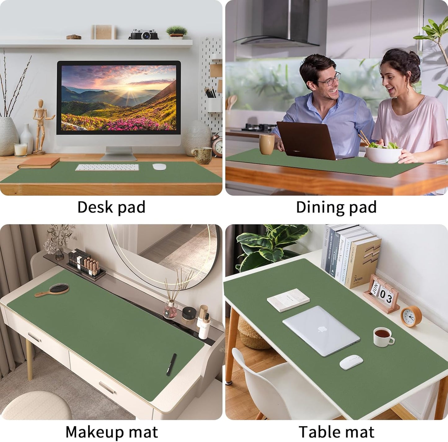 Bloss Leather Desk Pad and Keyboard Wrist Rest, Large Mouse Pad + Keyboard Pad+Mouse Wrist Support, Non-Slip Desk Mat Protector for Office, Home(31.5×15.7 Inches,Beige) - Colors B