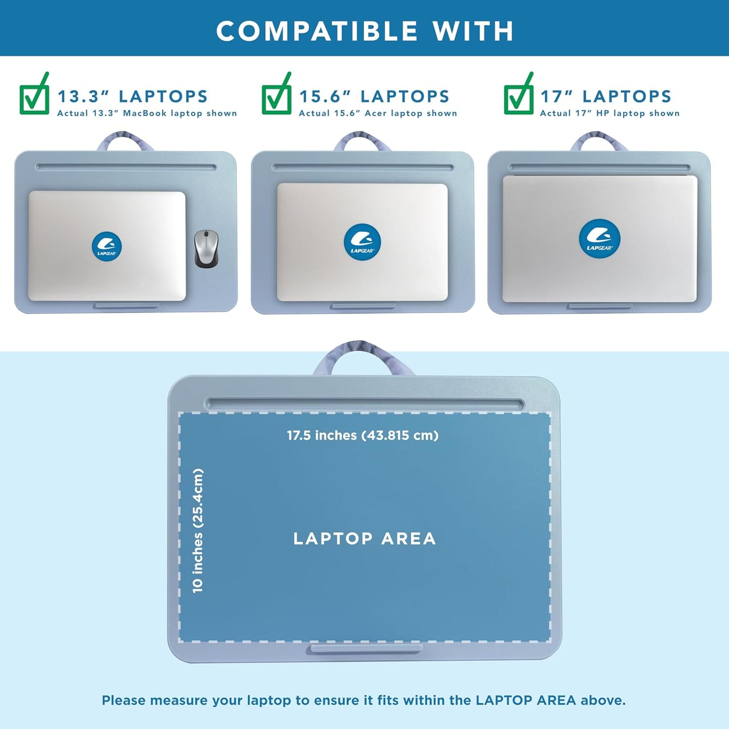 LAPGEAR Compact Lap Desk – Fits Up to 14″ Laptops – Charcoal – Style No. 43105