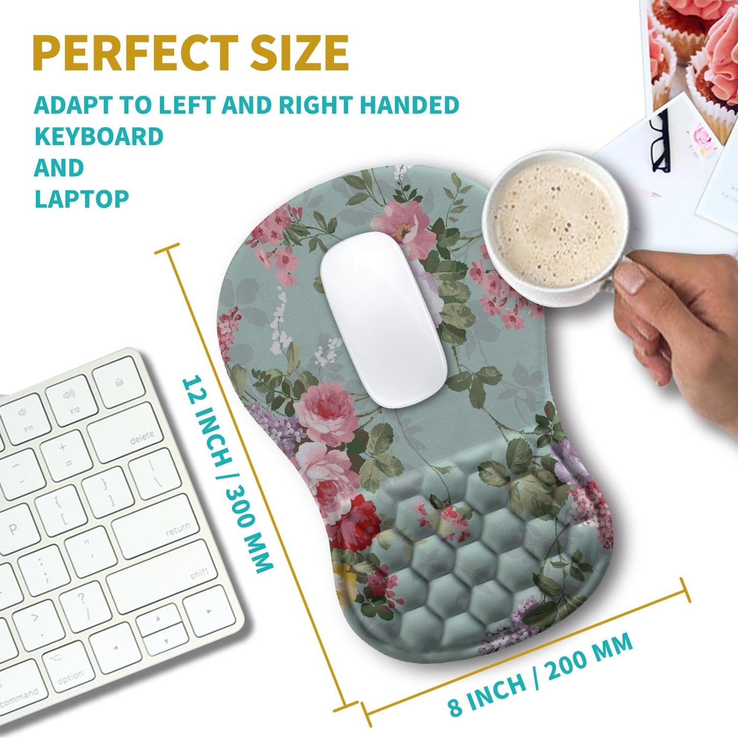 Hokafenle Ergonomic Mouse Pad Wrist Support, Wrist Rest Mousepad for Carpal Tunnel Pain Relief with Integrated Memory Foam Slope Massage Bulge (11.8x7.9 inch,Topographic Contour)
