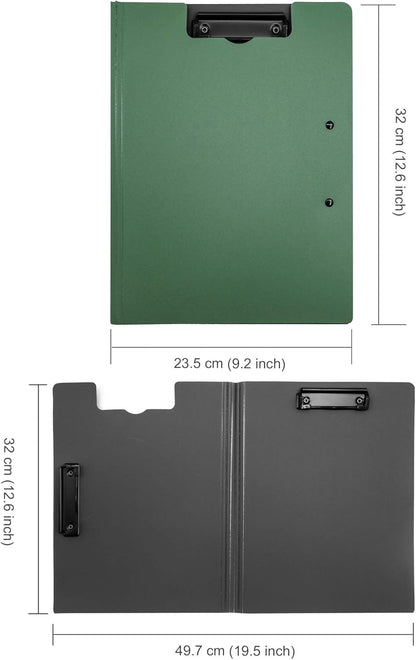 souG 4Pcs Clipboard Foldable,360°Cover Folder Clipboard Plastic Clipboards with Double Low Profile Clip,File Folder Storag Clipboards for A3 A4 Paper, Clip Boards for Office School Supplies (4 Colors)