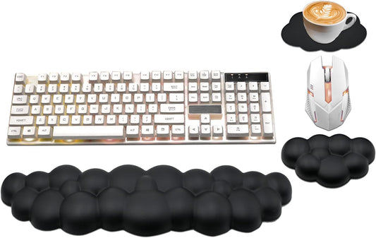 Cloud Wrist Rest Keyboard, PU Leather Memory Foam Wrist Rest for Computer Keyboard, Ergonomic Keyboard Wrist Rest and Cute Mouse Wrist Rest for Gaming,Office,Computer,Typing Pain Relief,Pastel Green