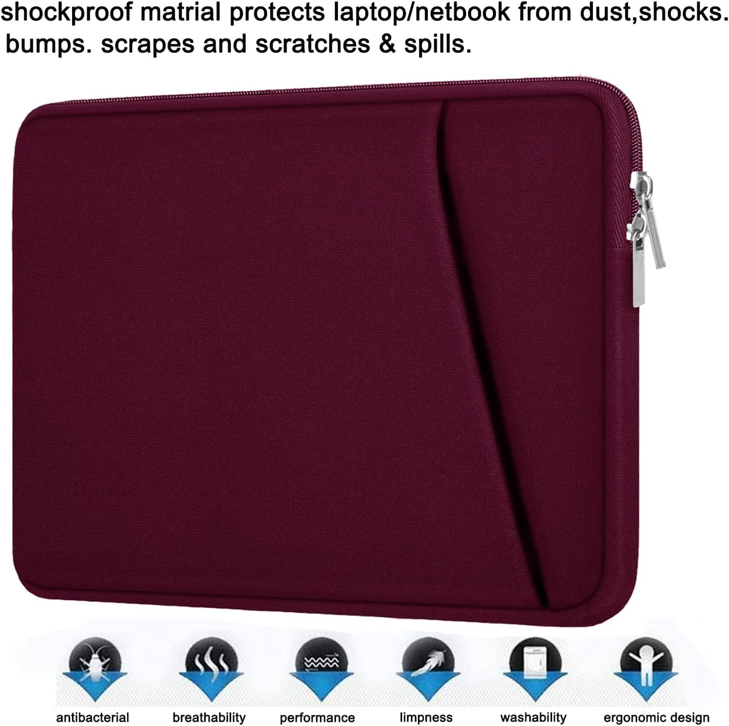 Laptop Sleeve, Durable Briefcase Shockproof Protective Case, Handbags Portable Laptop Bag for 15.6 inch HP Dell Asus Lenovo Notebook Computer with Front Pocket, Black