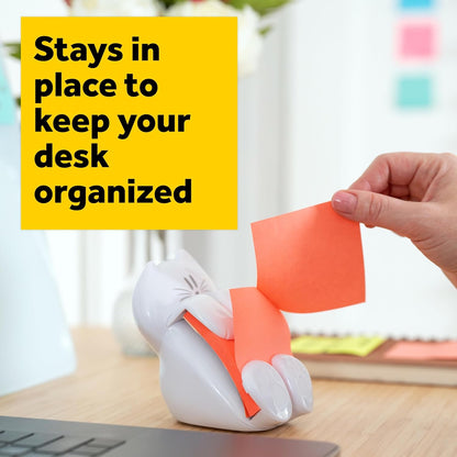 Post-it Dispenser, Sticky Note Holder, White Cat Design, Includes 45 Pop-Up Sheets of 3 in x 3 in Pink, Sticky Notes Holder for Desk, Classroom or Office Supplies