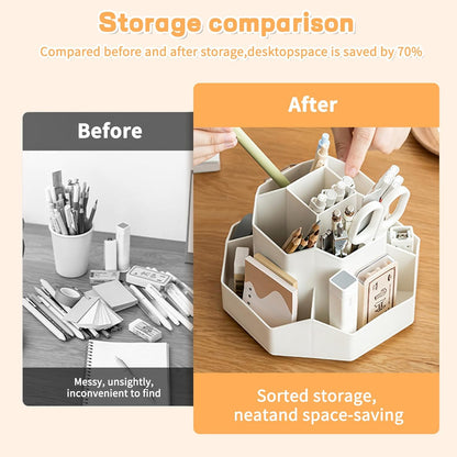 Cayxenful Pencil Pen Holder for Desk,9 Slots 360 Degree Rotating Desk Organizers,Desktop Storage Stationery Supplies Organizer, Cute Pencil Cup Pot For Office, School, Home(Black)