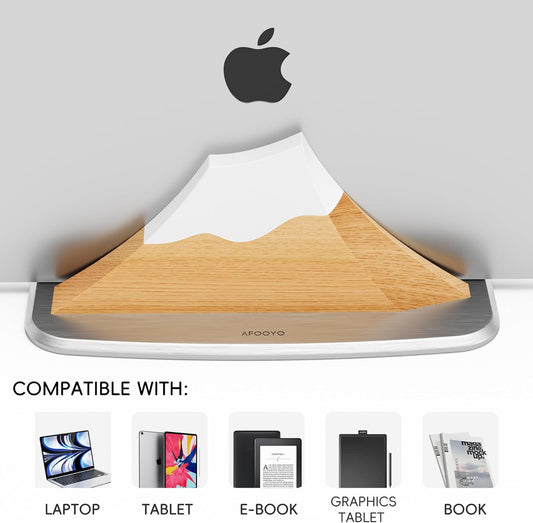 AFOOYO Vertical Dual Laptop Stand - Snow Peak-Shaped Wooden Adjustable Laptop Holder,2 Slots Desktop Dock Compatible with All MacBook, Surface,Chromebook,Dell & More(Beechwood)