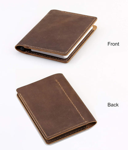 Leather Cover Compatible With Rite in the Rain Top Spiral Notebooks, Handmade Top Bound Notebook Cover For 3" x 5" Writing Pad Holder, Mini Pocket Notepad Holder - COFFEE