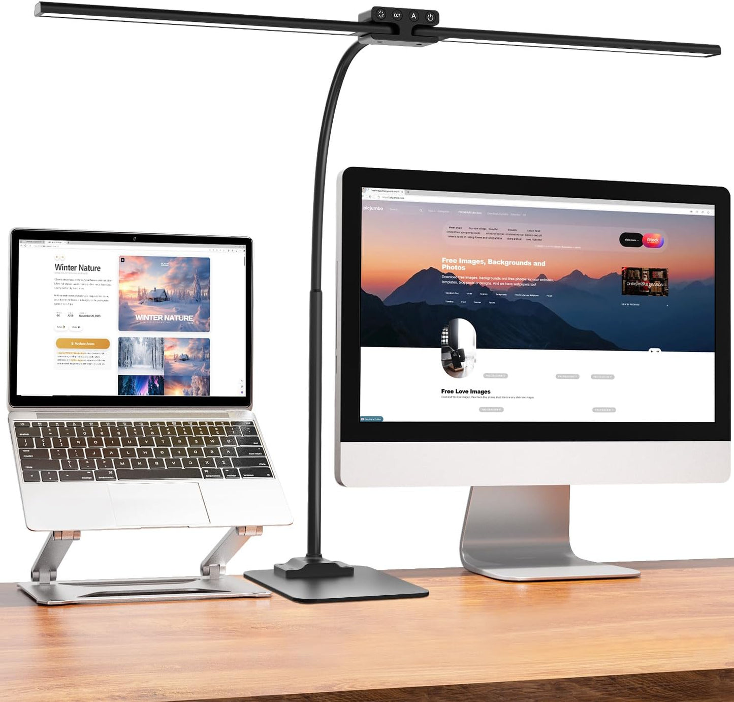 EppieBasic Desk Lamp,24W Led Desk Lamps with Clamp,Double Head Desk Light for Home Office, Architect Desktop Lamp Eye Care Workbench Office Table Light for Monitor Studio Reading