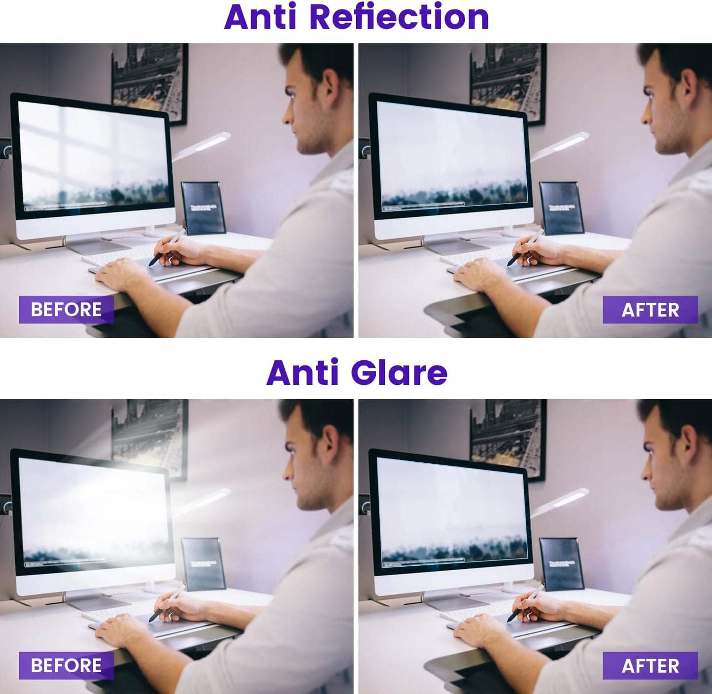 F FORITO 32 inch 16:9 Anti Blue Light Matte Screen Protector for Monitor, Compatible with 32" Sceptre/Dell/Asus/Acer/ViewSonic/Samsung/Aoc/HP/LG Widescreen Monitors