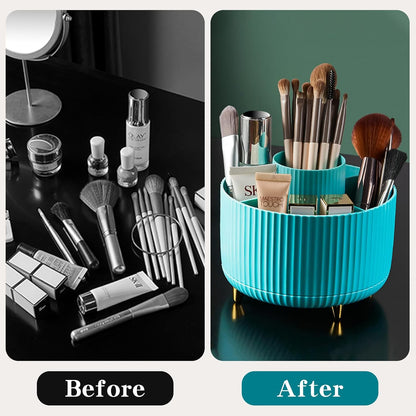 fanado 360° Rotate Makeup Brush Holder Organizer, Makeup Organizers Countertop, Makeup organization and Skincare Storage for Vanity, Desktop, Bathroom (White)