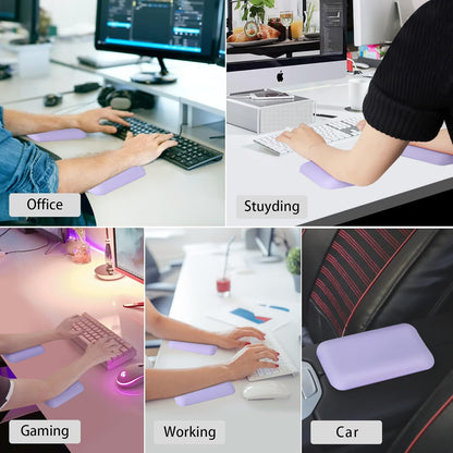 Leolee Elbow Rest Pads for Desk, Black Ergonomic Arm Rest Pads with Memory Foam & Non-Slip Base, Armrest Cushion Support Pad Relieve Elbow and Wrist Pain for Computer, Office, 2 Packs