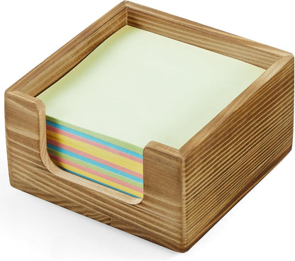 Bivvclaz Wood Sticky Note Holder, 3 x 3 Inch Post It Note Dispenser for Office Desk Accessories, Self Stick Note Pad Holder, Memo Pad Holder Dispenser Organizer for School Office Desk Supplies, Black
