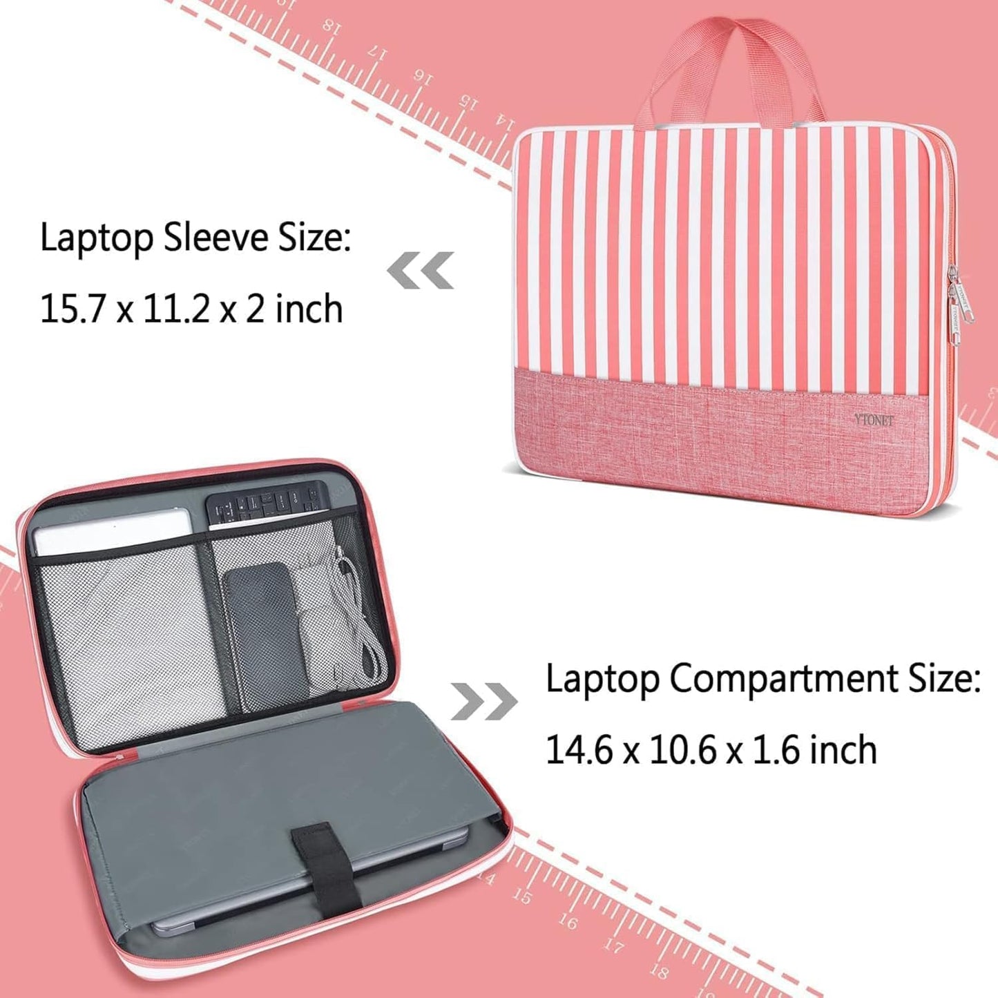 Ytonet Laptop Case, 15.6 inch TSA Laptop Sleeve Computer Bag Water Resistant Computer Case Carrying Cover Compatible for Lenovo, HP, Dell, Asus Notebook, Gifts for Men Women, Grey