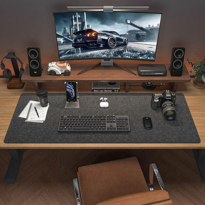 DAWNTREES Large Felt Desk Mat, 40''x16'' Full Keyboard and Mouse Pad for Office and Home, Computer Desk Mat for Desktop, Non-Slip Felt Desk Pad Protector