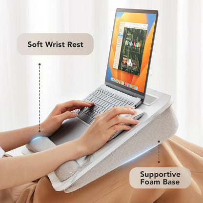 HUANUO Laptop Lap Desk - Portable Lap Desk with Pillow Cushion, Fits up to 15.6 inch Laptop, with Anti-Slip Strip & Storage Function for Home Office Students Use as Computer Laptop Stand, Book Tablet
