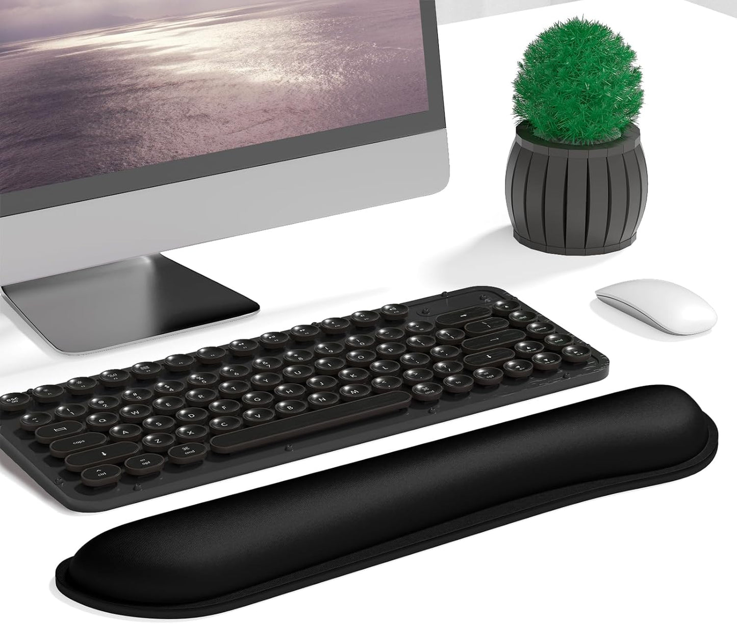 Dapesuom Enlarge Keyboard Wrist Rest, Memory Foam Keyboard Wrist Cushion for Computer Desk Mats Support, Pain Relief Ergonomic Mouse Pad Rests with Non-Slip Base for Gaming, Laptop, Radiant Orchid