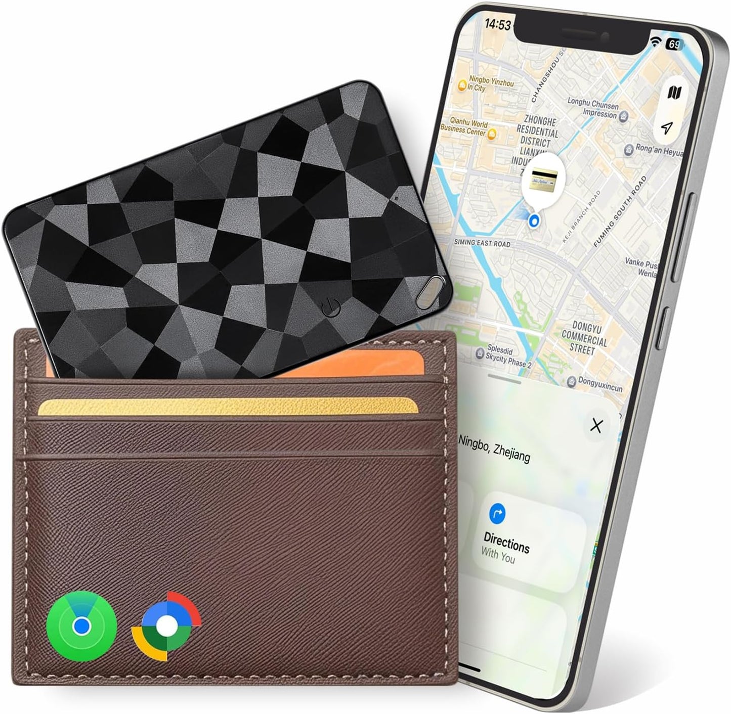 Bluetooth Wallet Tracker Card for iOS & Android, Apple Find My & Google Find Hub Compatible, Rechargeable Slim Credit Card Locator, 100dB Alarm, No Subscription