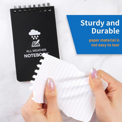 COIDEA 3 Pack Waterproof Notebook, 3 x 5 Pocket Notepad, All Weather Small Pocket Notebook Paper, Mini Spiral Notepad Police Notepad 100 Lined Pages for Outdoor Office