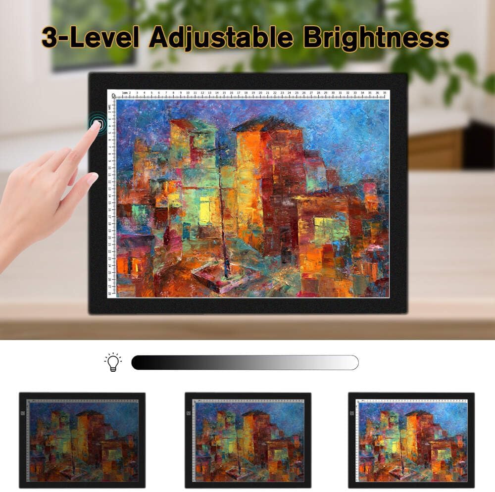 HUAYEYC B4 LED Copy Board Light Tracing Box, 3 Levels Adjustable Brightness Light Pad, for Tattoo Drawing, Streaming, Sketching, Animation, Stenciling, Vinyl Weeding, with 4Pcs Clip and Stand
