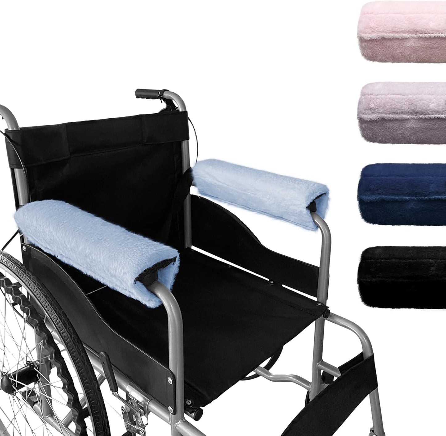 SPRING SEAON Wheelchair Armrest Covers 2 Pack Soft Memory Foam Wheelchair armrest Pads Wicking Washable for Office Transport Chair (Black)