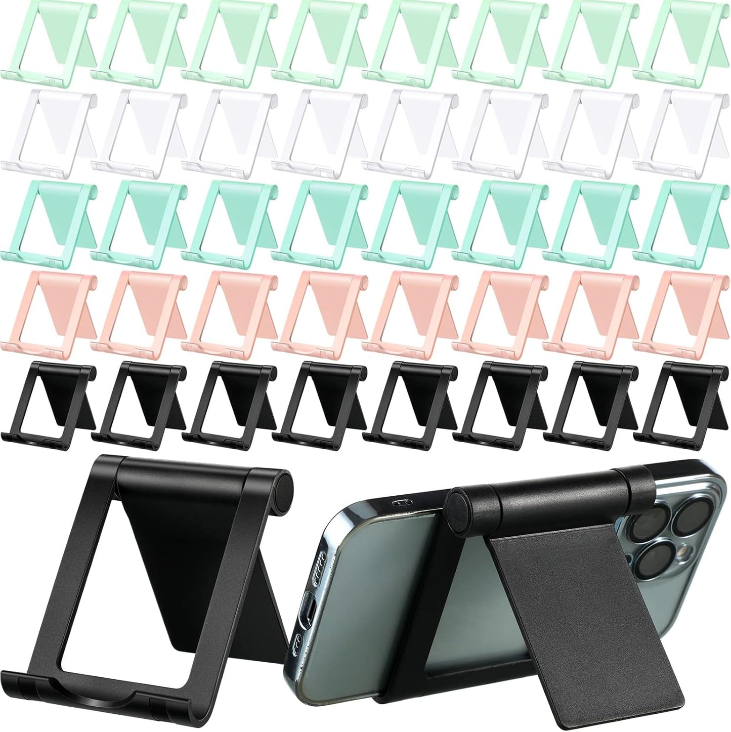 Fabbay 40 Pcs Foldable Cell Phone Stand Desk Multi Angle Tablet Stand Universal Cellphone Holder Portable Smartphone Dock Compatible with Most Mobile Phone and Tablet for Travel (Black)