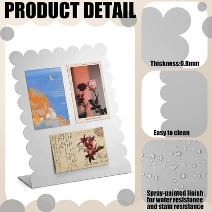 Gueevin 2 Pcs Magnet Board Standing Magnetic Metal Board for Desk and Wall Scalloped Magnetic Display Stand for Memos Photos and Documents Home Office School Desk Storage Decoration(White,Medium)