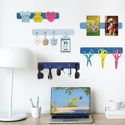 Felt Pin Board Bar Strips Bulletin Board for Bedrooms Offices Home Wall Decoration, Notice Board Self Adhesive Cork Board with 35 Push Pins for Paste Notes, Photos, Schedules