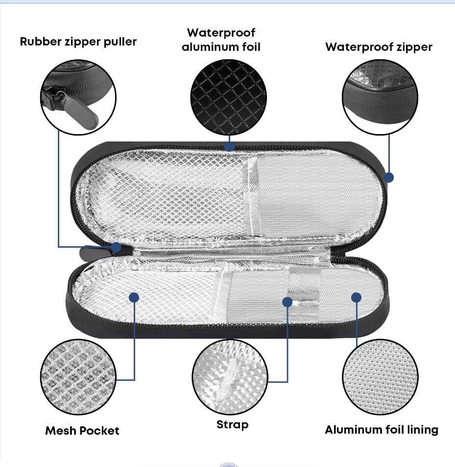 MOSLA Insulin Cooler Travel Case with 2 Reusable Ice Packs for Insulin Pen Portable Medical Cooler Bag for Diabetes and Other Diabetic Supplies for The Daily Life and Trip