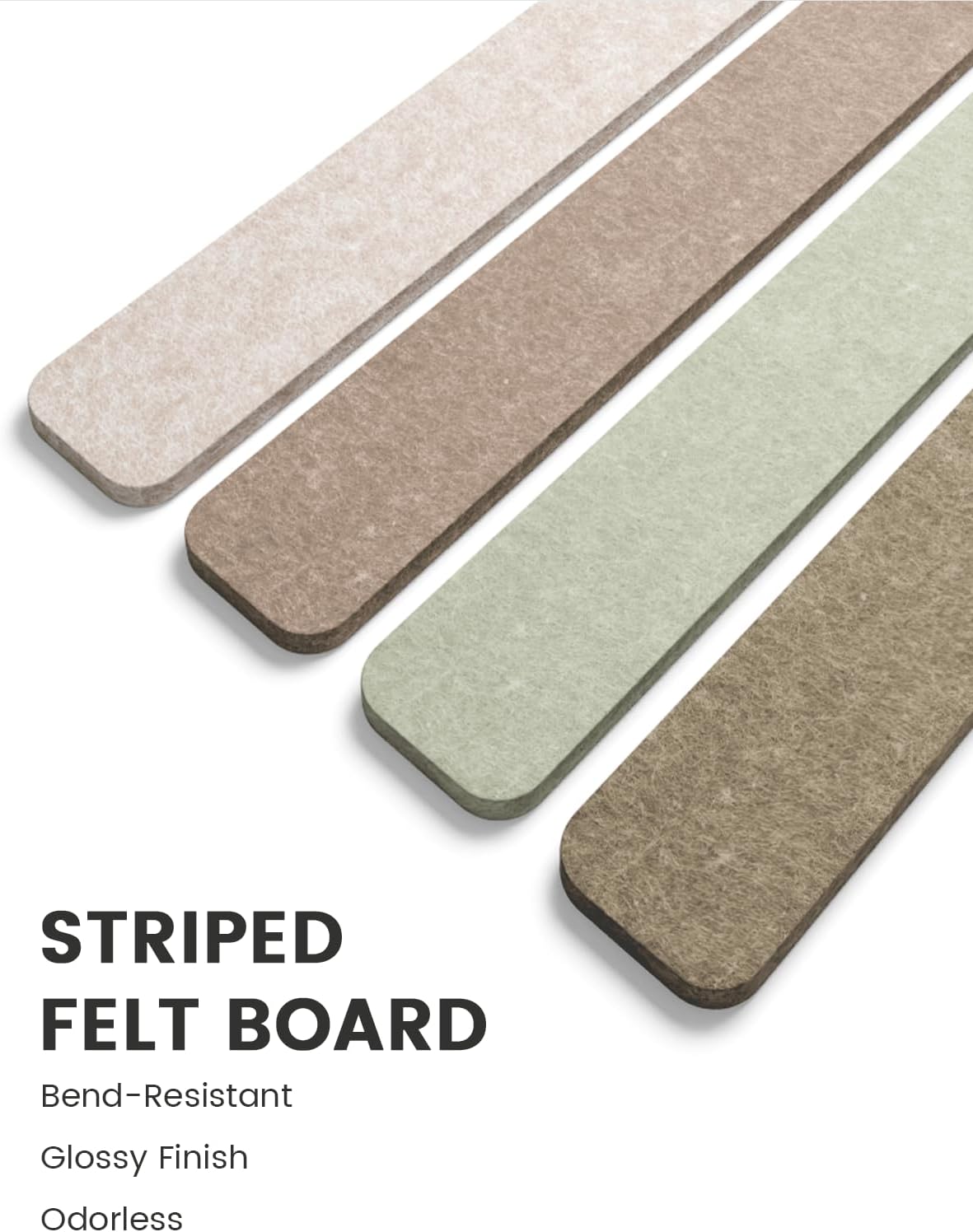 Fluxynara Cork Board Alternative Felt Strip Board 8-Pack 13"x2", Office Pin Board with 50 Push Pins, Adhesive Install for Bedroom Door & Home Office(Linen Dusk)