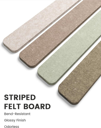 Fluxynara Cork Board Alternative Felt Strip Board 8-Pack 13"x2", Office Pin Board with 50 Push Pins, Adhesive Install for Bedroom Door & Home Office(Linen Dusk)