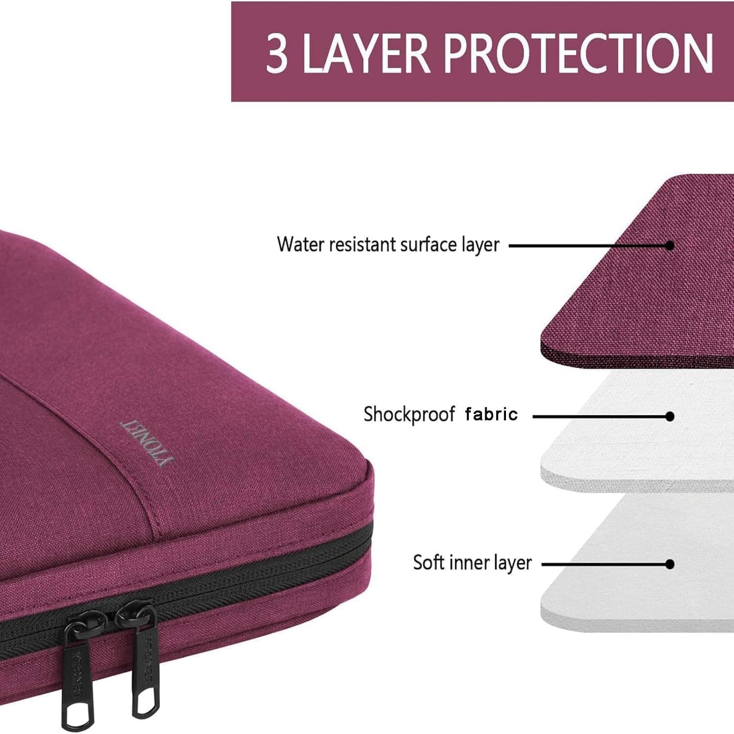 Ytonet Laptop Case, 15.6 inch TSA Laptop Sleeve Computer Bag Water Resistant Computer Case Carrying Cover Compatible for Lenovo, HP, Dell, Asus Notebook, Gifts for Men Women, Grey