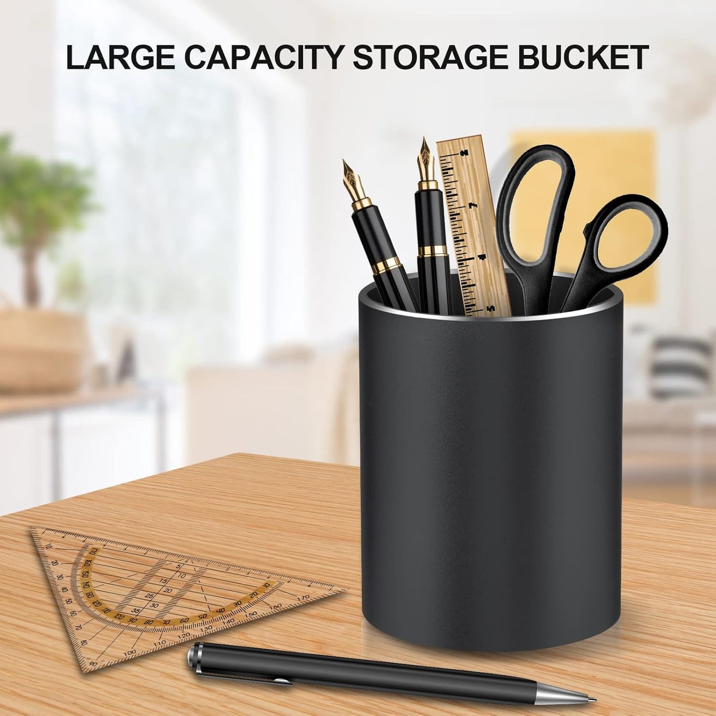 Pen Holder Pencil Holder for Desk, Metal desk pen holder, Makeup Brush Holder, pencil cup, pen organizer for desk, for Office, School, Home, and Kids 3.9×3.14inch（Silver）