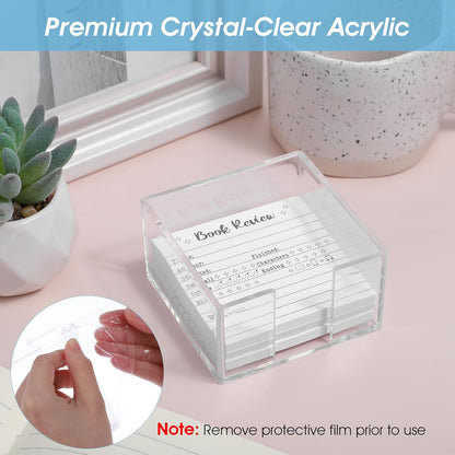 Grevosea Clear Acrylic Sticky Note Holder, 3.2 X 3.2 Inch Notepad Dispenser Self Stick Notes Pad Dispenser Desk Organizer Accessories for Office School Home Desk Organizer