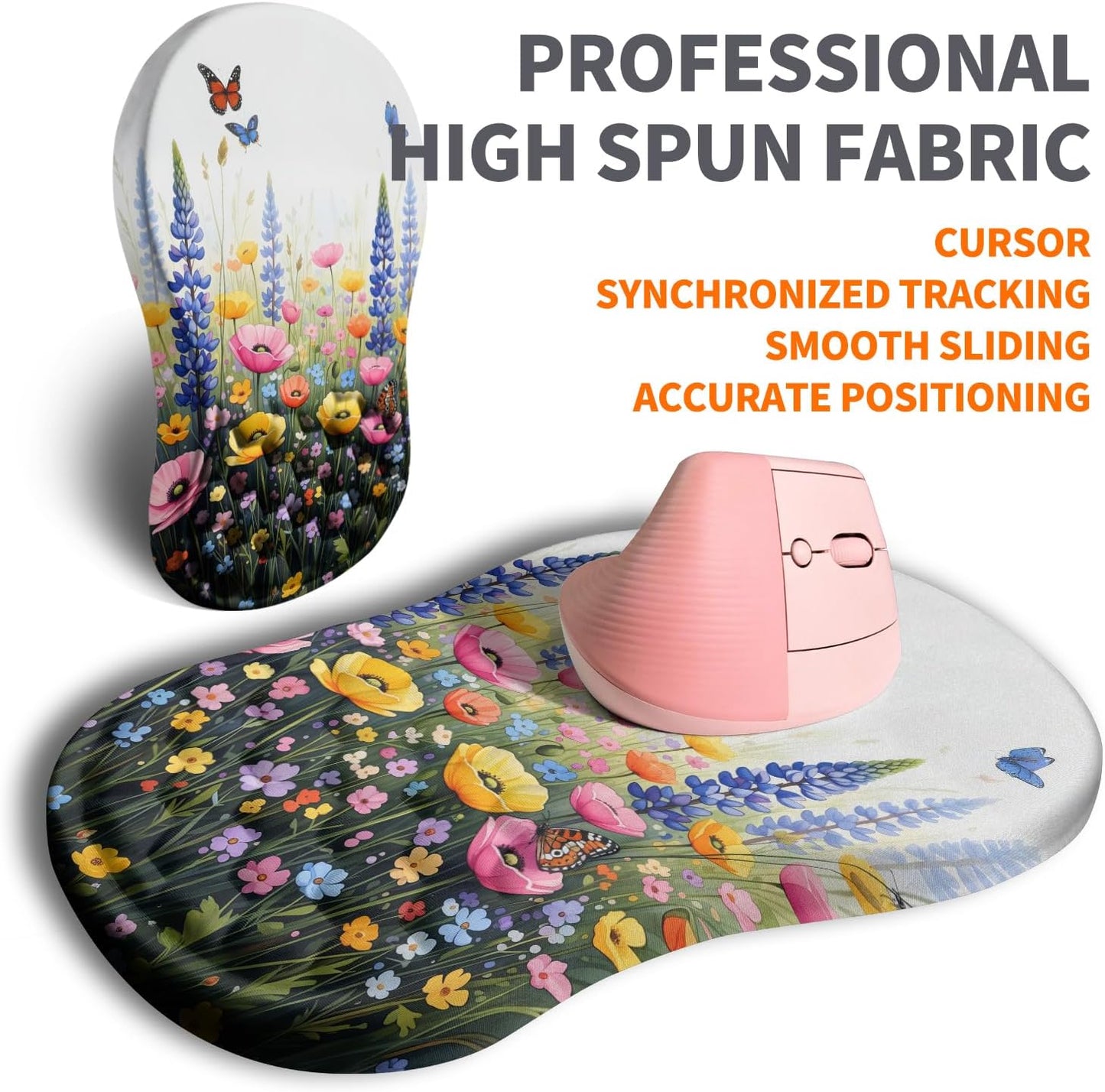 Ergonomic Joint Wrist Support Mouse Pad with Memory Foam Cushion Massage Bump, Carpal Tunnel Pain Relief Mousepad Slope Design for Wrist Rest, 11.8x7.9 in, Black