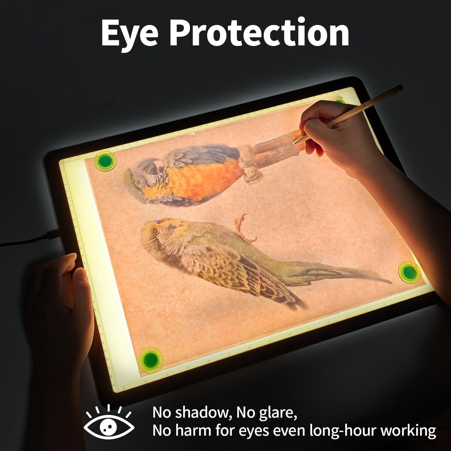 TSOCOS 11000Lux A4 Diamond Art Light Board with Carry Bag, High-Brightness Light Pad with Side Physical Buttons & 6 Levels of Brightness, 3 Colors Light Box for Tracing, Diamond Painting